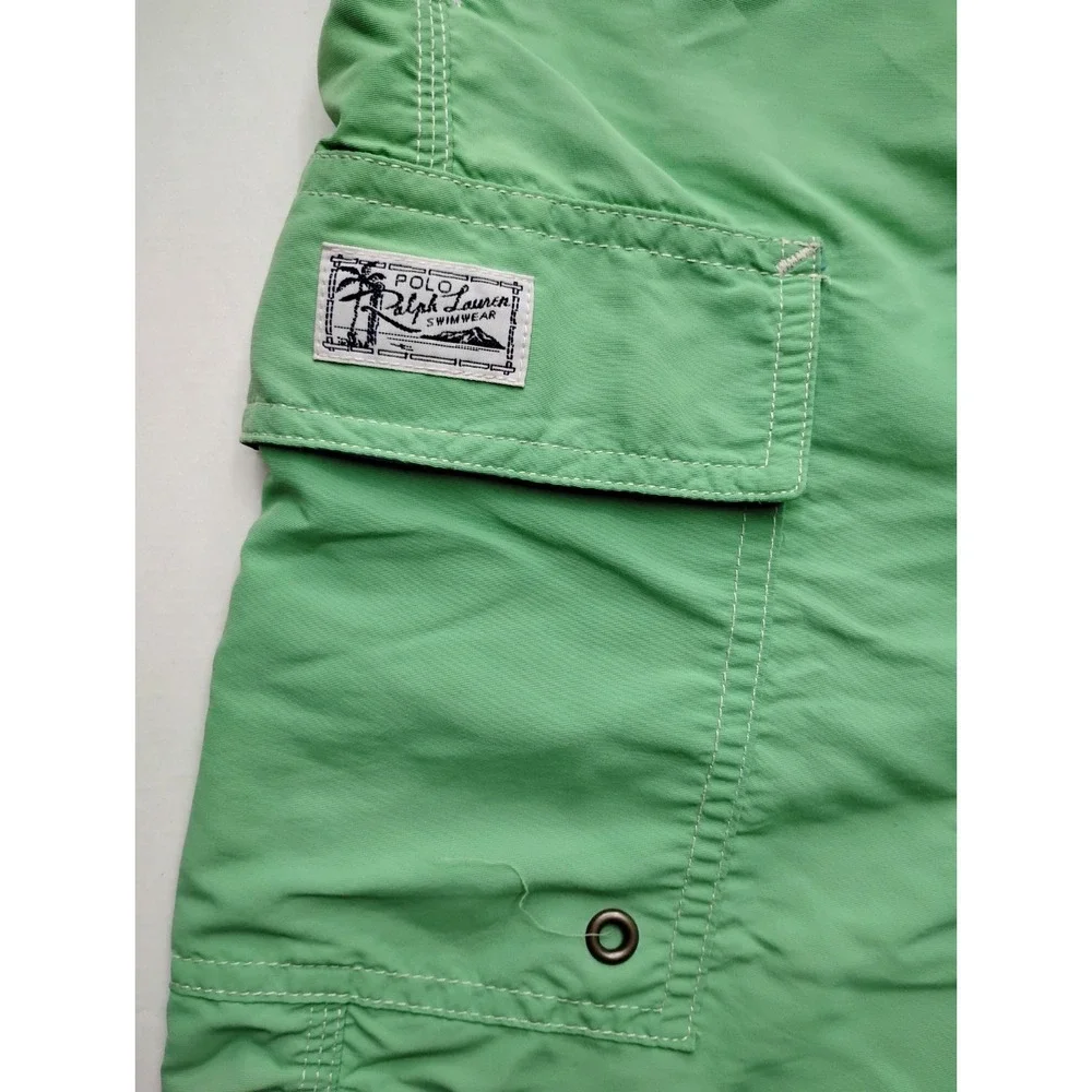 Polo Ralph Lauren Men's Large Green Swim Trunks Board Shorts Lined Drawstring